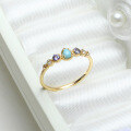 wholesale 925 Silver Retro Stacking Larimar Ring with Natural Ocean Tanzanite Stone for Women, Drop Shipping-0-2