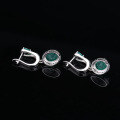 wholesale S925 Silver Natural Green Agate Elegant Earrings Fashionable Gemstone Crystal Ear Accessories-0-3