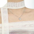 wholesale S925 Sterling Silver 1337 Brushed Texture Heart Necklace Women's Aloof Style Small Ins Advanced Sense Heart-shaped Collarbone Chain-0-2