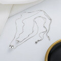 wholesale 925 Sterling Silver Minimalist Snake Chain Double-Layer Small Bead Necklace, Ins French Minimalist Style Versatile Snake Chain-0-2