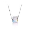 wholesale S925 Silver Autumn Winter New Square Zirconia Fashion Elegant Light Luxury Collarbone Necklace Jewelry for Women-0-4