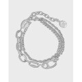 wholesale S925 Sterling Silver Korean Version Ins Niche Design Minimalist Versatile Pig Nose Double-Layer Chain Textured Bracelet for Women-0-0