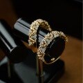 wholesale S925 sterling silver ring for women, vintage palace style, unique zircon, golden color, elegant and versatile-0-2