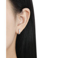 wholesale S925 Sterling Silver Niche, Unique, European and American Style, High-End Textured, Beaded Edge Vertical Line Diamond-Inlaid Design Ear Clips for Women-0-2