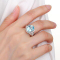 wholesale S925 Sterling Silver Natural Topaz Ring Fashion Luxury High-End Setting 6 Carat Colored Gemstone Ring-0-0