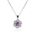wholesale 925 Sterling Silver Floral Pendant Necklace for Women, Korean Style Personality Zircon Inlaid Collarbone Chain, Fashionable and Versatile Six-Petal Flower Drop Wholesale-0-4