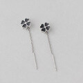 wholesale S925 Sterling Silver Fresh and Sweet Ins Style Niche Design Black Four-Leaf Clover Ear Thread M05813-0-4