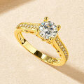 Metal Alloy 1-Carat Diamond Ring Amazon Cross-Border New Fashion Light Luxury Full-Zirconia Design Women's Ring-0-1
