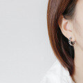 wholesale S925 Sterling Silver Korean Style Elegant Textured Earrings with Distressed Retro Chain Design and Twist Ear Clips-0-2