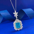 wholesale S925 silver micro-paved Paraiba necklace for women, vintage-style pendant, European and American new jewelry collection-0-1