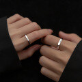 wholesale S925 Sterling Silver Minimalist Faceted Unisex Fresh and Romantic French Couple Elegant Ring R00134-0-1