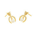 wholesale S925 Gold-Plated Metal, New Stylish and Versatile Women's Earrings, Fashionably Light Luxury Natural Freshwater Pearl Earrings-0-4