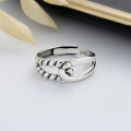 wholesale S925 Sterling Silver Retro Double-Layer Spiral Pattern Irregular Geometric Ring, Simple and Versatile Style-0-1