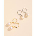 wholesale 925 Sterling Silver Freshwater Pearl Earrings, Minimalist Niche Design, Aloof Style Dangle Earrings, Light Luxury High-End Elegant Accessories-0-1