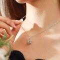 wholesale S925 Silver Maker Classic Round Pendant with Four-Prong Diamond Setting, Fashionable and Luxurious Niche Design, Versatile Necklace Jewelry-0-1
