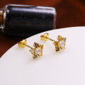 wholesale 9K Gold Korean and Japanese Style Simple Minimalist Five-Point Star Zircon Earrings for Women Wholesale and Drop Shipping-0-1