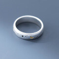wholesale S925 Sterling Silver Frosted Moon Star Ring, Ethereal and Minimalist Design Sense Hand Accessory R01737-0-2