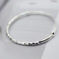 wholesale 9999 Pure Silver Thai Chiang Mai Diamond-Patterned Push-Pull Bracelet for Women, Handcrafted Ancient Hammered Plain Silver Bangle-0-1