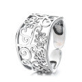 wholesale S925 Sterling Silver Vintage Creative Openwork Floral Design Adjustable Index Finger Ring, Ethnic Bohemian Style-0-5