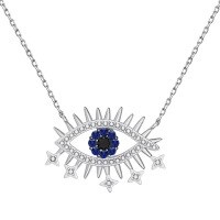 wholesale S925 Sterling Silver Demonic Eye Pendant Necklace for Women, Premium Deep Blue Eye Design, Exquisite and Unique Meteor Necklace-DY190835-SQ-HD 925 silver