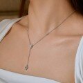 wholesale S925 Sterling Silver Light Luxury Cross-Border Women's Exquisite Pear-Shaped Full Zircon Inlaid Design Ins Style Water Drop Pendant Necklace-0-3