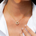 14K Gold Plated 925 Silver Moissanite Round Pendant Necklace-0-1