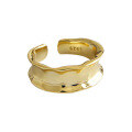 wholesale S925 Sterling Silver Plated Gold Korean Style INS Minimalist Niche Irregular Concave Ring-0-4