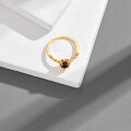 wholesale S925 Gold-Plated Silver Japanese Minimalist Vintage Women's Ring with Natural Garnet, Wholesale Light Luxury Jewelry-0-1
