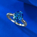 wholesale S925 silver new simulated royal blue 8*10 oval ring for women, simple band engagement ring-0-2