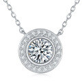 wholesale S925 silver plated with 18k gold necklace with 1 carat round bubble full moissanite pendant from moissanite manufacturer wholesale-0-0