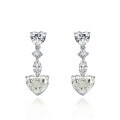 wholesale Silver, 5-carat white G-color high-carbon diamond earrings set with a 10*12 heart, exquisitely elegant for women-0-7