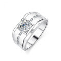 Platinum-Plated S925 Sterling Silver High-Carbon Moissanite Men's Wedding Ring-0-2