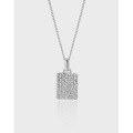 wholesale S925 Sterling Silver Korean Version Ins Minimalist Geometric Pendant Textured Chain Necklace-0-0