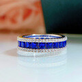 wholesale S925 silver new bezel-set princess-cut precision full-diamond micro-pave ring for cross-border women-0-7