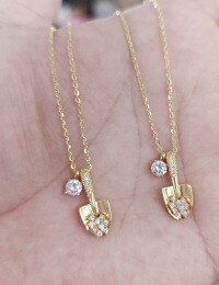 S925 Silver Shovel Series Small Spade Mossan Necklace for Women, Minimalist Luxury Design-S925 Sterling Silver 22K Gold + 30 Points Moissanite  925 Silver