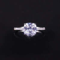 wholesale S925 Sterling Silver Exquisite European 25 Carat Square Engagement Ring with Large Main Stone Moissanite and Certificate-2.5 carat moissanite ring  US size 7 (China size 15)