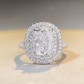 wholesale S925 Sterling Silver Square Bag Ring for Women with Ice Flower Cut High Carbon Diamonds and Full Round Brilliant Cut Diamond Band, Live Streaming Best-Seller Wholesale-0-2