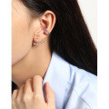 wholesale S925 Sterling Silver Korean Version Ins Minimalist Double Layer Line Micro-set Zircon Ear Clip for Women Without Ear Piercings-0-2
