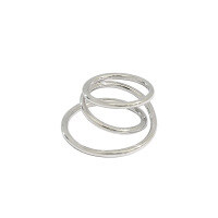 wholesale S925 sterling silver JT437 Korean-style ins minimalist three-layer interlocking multi-ring finger ring for women, versatile double-ring silver ring-Platinum>No. 16
