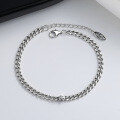 wholesale S925 sterling silver chain smiley bracelet,, minimalist, vintage-inspired for women-0-0