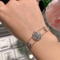 wholesale 18k White Gold S925 Silver Plated French Chic Openwork Camellia Bracelet with 4mm Moissanite for Women-0-4