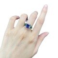 wholesale S925 silver jewelry new radiant cut 10*10 tanzanite ring women-0-4