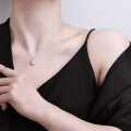 Sterling Silver Gilded Sweet Bird Nest Necklace with Pink Teardrop Crystal Zircon Vine Chain-0-2