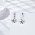 wholesale 18K White Gold Plated Classic Six-Prong Moissanite Ear Hooks for Women, New Trendy Elegant Earrings-0-1
