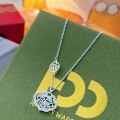 wholesale 999 Silver Chinese Style Hollow Openwork Full Diamond Lucky Ruyi Lock Pendant Necklace, Small and Fashionable Elegant Collarbone Chain-0-1