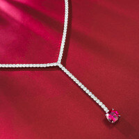 wholesale S925 Silver Y-Chain Necklace, Popular Luxury Fashion Exquisite Elegant High-End Live Stream Wholesale-N350 Red Diamond Y Chain>925 Silver