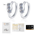 Sterling Silver Geometric Swirl Hoop Earrings with Moissanite-0-4