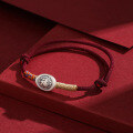 wholesale 999 Sterling Silver "Fu" Character Ingot Bracelet, Handwoven Red Cord for Year of the Snake, Unisex-0-2