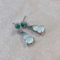 wholesale Sterling Silver Retro White Chalcedony Gourd Earrings Women, National Trend Court Style Luxury Hetian Jade Ear Studs Earrings for Douyin Live Streaming-0-3