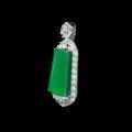 wholesale Gold-plated 925 Silver Pendant with High-Carbon Diamond, Muzo Green Natural Chalcedony, New Chinese Style Auspicious Plaque Jewelry for Women-0-2